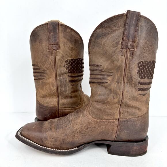 Ariat Mens Circuit Patriot Leather Boots US 11 M EU 44.5 Brown Leather GUC - Picture 7 of 12